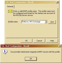 Рис. 8. Проверка почтового сеанса MAPI для SQLMail