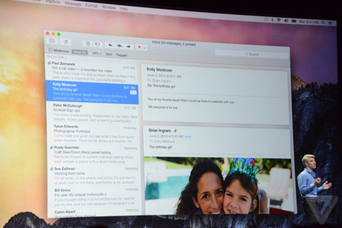 Презентация «плоского» почтового приложения Mail.App в новой OS X Yosemiti