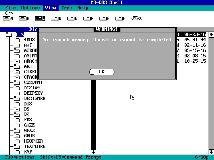 Графический интерфейс DOS Shell