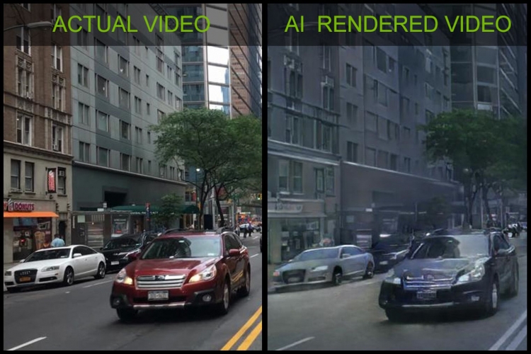 Реальное видео (слева) и сгенерированная алгоритмом NVIDIA картинка
