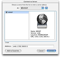 Mac OS X отображает иерархическую структуру ресурсов общего доступа наподобие Сетевого окружения в ОС Windows