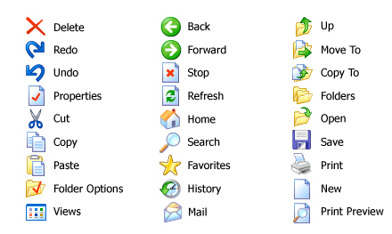 toolbar icons for Windows XP