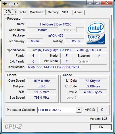 ASUS F8S: процессор
