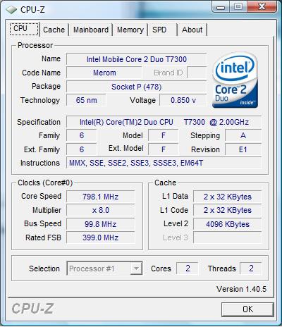 RoverBook Nautilus V450: процессор