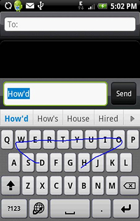 Nuance T9 Trace до боли напоминает Swype.