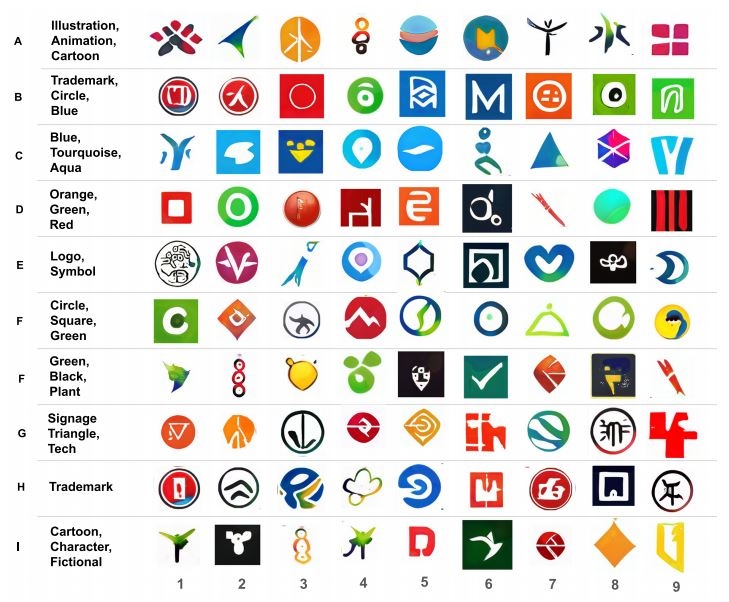 Модель способна группировать полученные логотипы по определённым наборам признаков