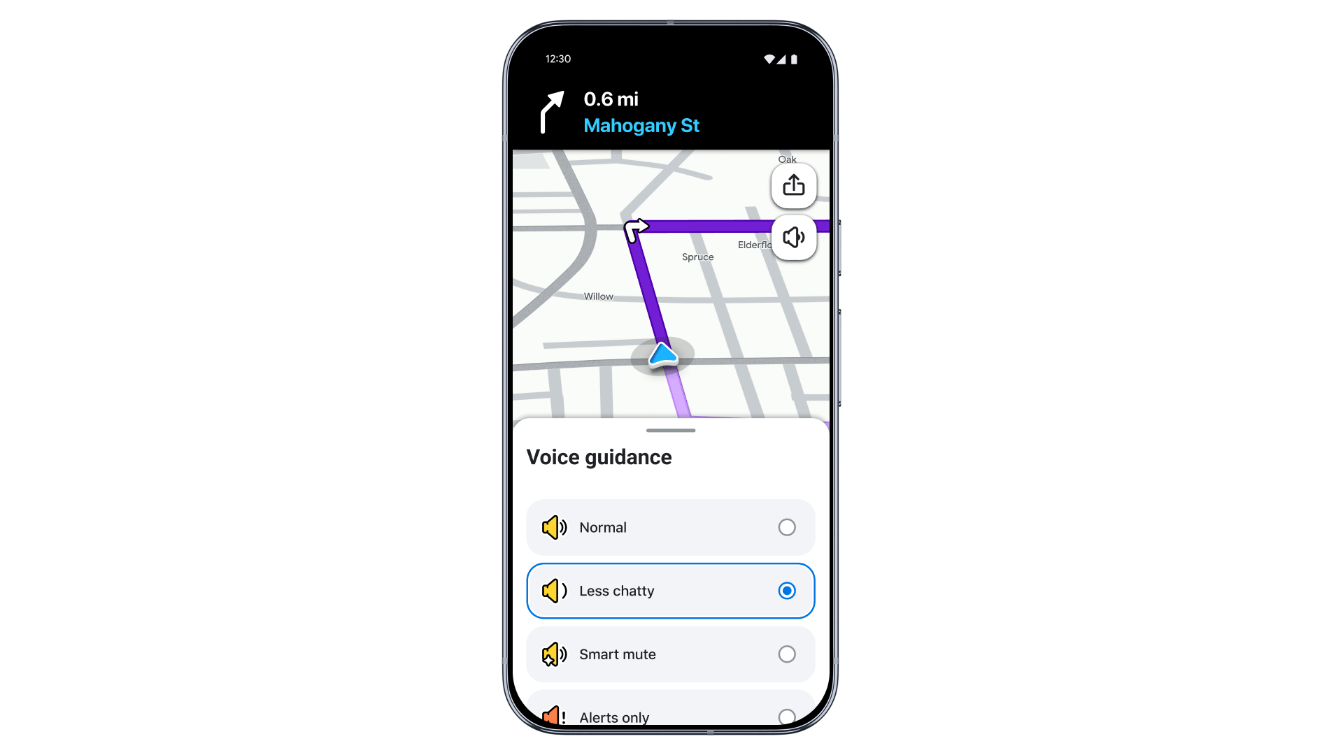 Настройка менее подробных голосовых подсказок в Waze