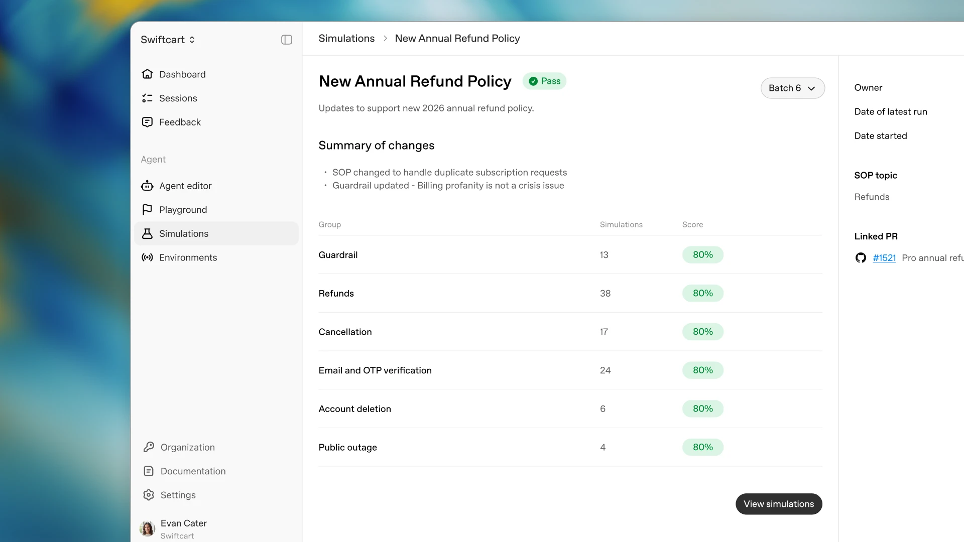 Интерфейс тестирования политик и ограничений в OpenAI Presence