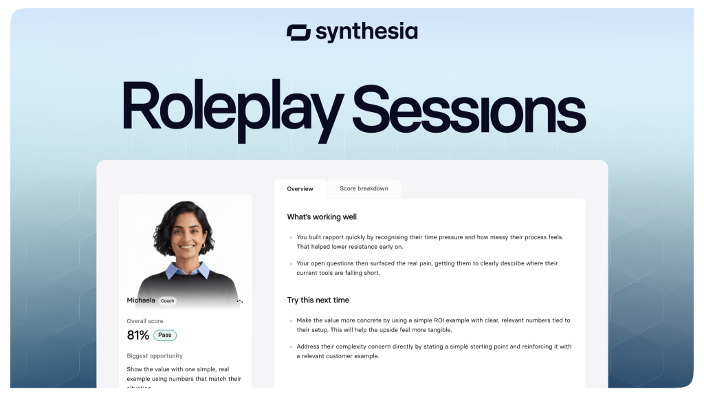 Интерфейс оценки результатов в Synthesia Roleplay Sessions