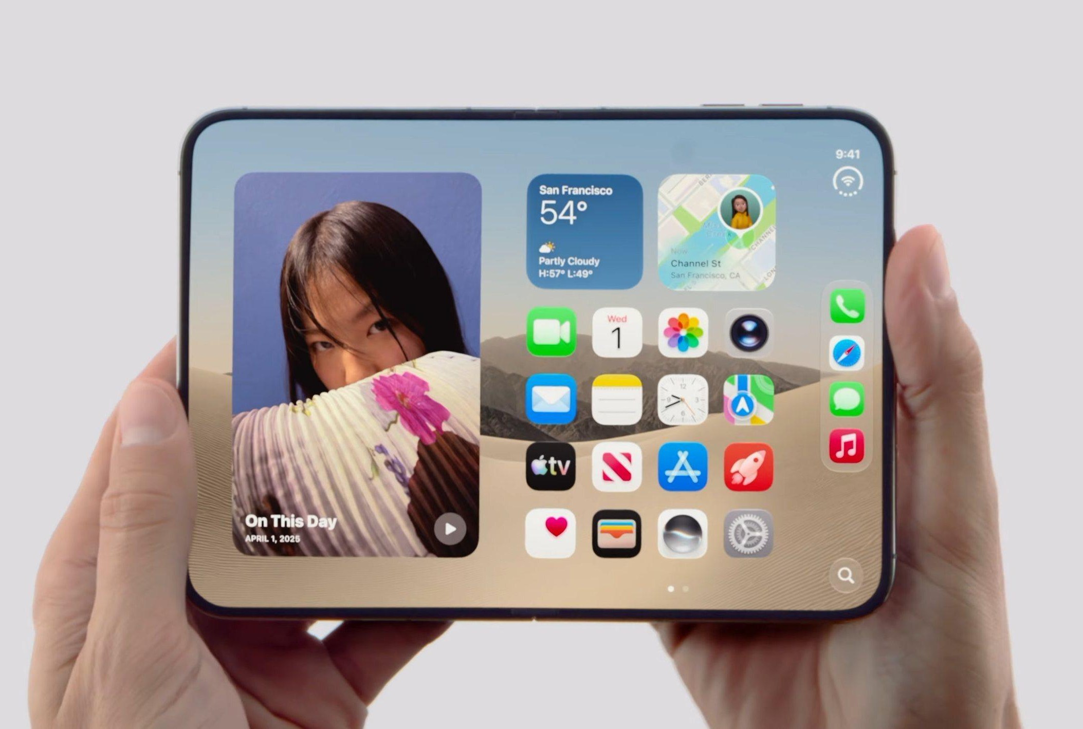 Apple iPhone Duo с раскрытым внутренним экраном