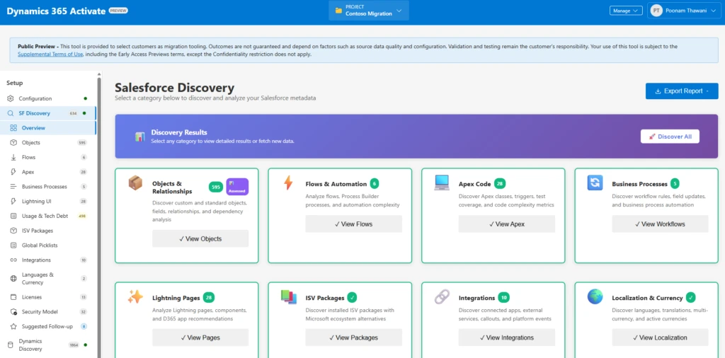 Панель анализа Salesforce в Dynamics 365 Activate